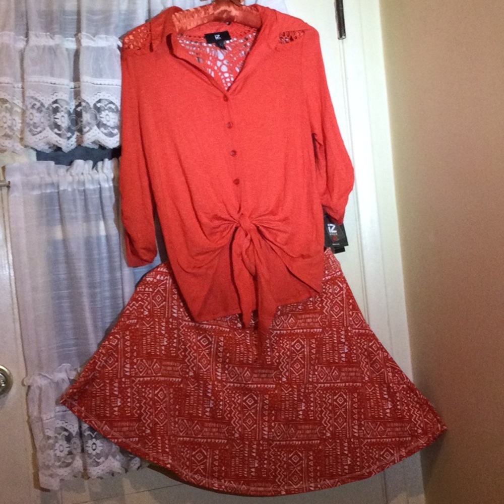 Mossimo Burnt Orange Bohemian style A-Line Short Skirt